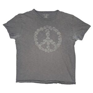 Lucky Brand Large Peace Sign Skulls Short Sleeve Graphic T Shirt
